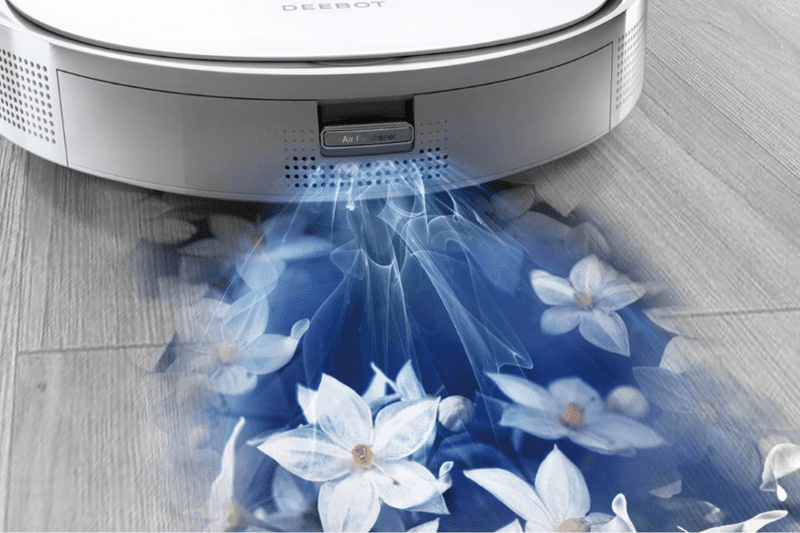 Der Ecovacs Deebot T9 erfrischt die Luft in Deiner Wohnung, während der Boden gesaugt wird.